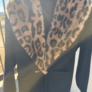Beautiful coat with leopard fur collar